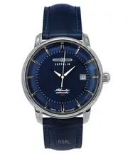 Zeppelin Atlantic Leather Strap Blue Dial Automatic 84603 Mens Watch