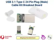 USB 3.1 Type C 24 Pin Plug (Male) Cable Kit Breakout Board