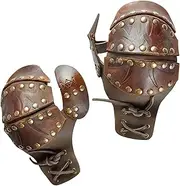 [Generic] 5 Leather Gauntlet Wristband - Adjustable Buckles Medieval Clamshell Gauntlets Guard - Steampunk Men's Armguards Boxing Gloves Retro Gauntlets, Guard Leather