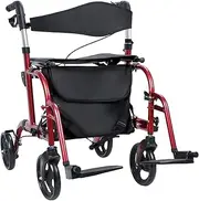qorkhogr Rollator Walker for Seniors, Folding Walker with Seat Storage Bag and 8" Wheels, Lightweight Adjustable Height Walker for Seniors Aluminum