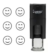 Smiley Self Inking Stamp Black Ink 10mm Diameter Loyalty Business Card Craft