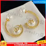 EXQUISITE JEWELRY✨耳環 迪家 大小珍珠水鑽CD  耳環 女D字母耳環 耳飾 潮S925銀針 A02