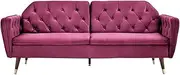 Sarantino Beatrice Button Tufted Faux Velvet Sofa Bed, Burgundy
