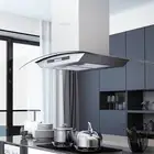 Island Range Hood 90cm LCD Display Touch Sensor 756 m³/h LED 3 Speed vidaXL