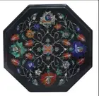 12" Marble coffee side Table top handmade floral inlay semi precious stones work