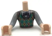 Lego New Light Nougat Torso Mini Doll Man Argyle Sweater Vest Bow Tie Pattern