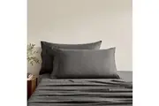 Serene 400TC Bamboo Cotton Sateen King Pillowcase Charcoal - Twin Pack