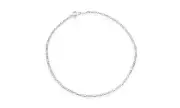 2MM Solid 925 Sterling Silver Italian Figaro Anklet Chain 9" or 10" Italy