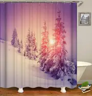Sunset over the Snowy Mountain Shower Curtain