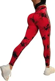 [C CNOOCA] Women's Outdoor Sports Breathable Quick-Drying Tight Pants, high-Waisted and Hip-Lifting Fitness Long Pants, Tie-Dyed Yoga