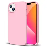 ZUSLAB iPhone 14 Plus Case Liquid Silicone Anti-Scratch Gel Rubber Shockproof Protective Cover with Soft Microfiber Lining for Apple (2022) - Pink