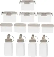 FUNNETOYU 12pcs Sauce Squeeze Bottle Reusable Condiment Container Kit for Ketchup Mayonnaise and Spices Portable Spice Holders for Kitchen and Picnic Supplies