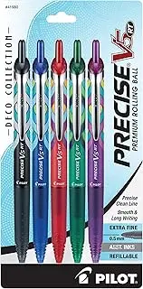 Pilot Precise V5 RT Deco Collection Retractable Rolling Ball Pens, Assorted Colors (Pack of 5)