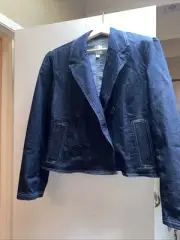 NWT Anthropologie Maeve Denim Jeans Jacket White Stuck Large L So Cute $158