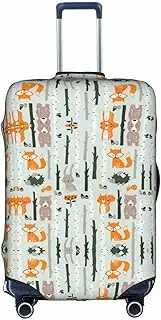 [FSCEV] Cute Fox Bear Bird Tree Trolley Suitcase Protective Cover Business Travel Luggage Protector Fashion 18-32 Inches, White, XL