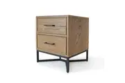 6IXTY Toulouse French Marquetry Nightstand Bedside Table W/ 2-Drawers - Oak
