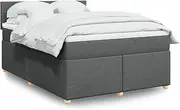 Queen Box Spring Bed with Mattress Dark Grey Fabric Soft Durable Supportive