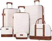[RUNCODE] Travel Luggage Sets with Spinner Wheels and TSA Lock, Lightweight ABS Hard Shell Carry On Suitcase Set with 360° Double Wheels for Traveling Women, 6 Pieces, 19 x 11.8 x 29.9 inches, Vintage