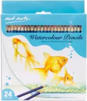 Watercolour Pencils, 24 Piece. Fade Resistant Watercolour Set