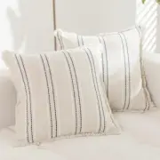 Set of 2 Decorative Linen Farmhouse Throw 18" x 18" (Pack of 2) Navy Blue