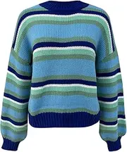 [Generic] Glee Sweatshirts Long Sleeve Knit Sweater Loose Pullover Mid Color Striped Sweater Nylon Sweatshirt