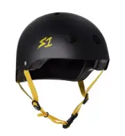 S1 Lifer Certified Matte Black Yellow Straps Skateboard Helmet