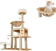 YIGECHENXIN Cat Climber Stand Playhouse, Cat House Sturdy and Stable Versatile with Fine Plush Pom-Poms for Indoor Cats, Living Room Foyer Active Cats