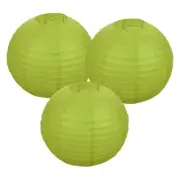 3Pcs Decorative Hanging Round Paper Lanterns 30cm/12", Light Green