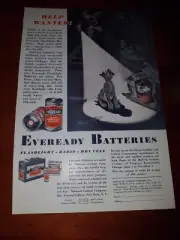 VINTAGE 1933 MAGAZINE ADVERT - EVEREADY BATTERIES - HELP WANTED!
