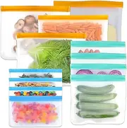 12 Pack Reusable Freezer Bags - Dishwasher Safe Thick Ziploc Sandwich Bags, BPA Free Leakproof Silicone Food Storage Bags for Snacks, Fruits, Meal Prep & Kitchen Organization