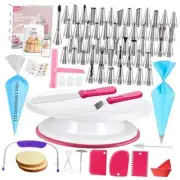 200 PCs Cake Decorating Kit With Cake Stand Turntable, 1 Rose Pink