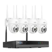 Hiseeu 3MP WiFi Camera Set Wireless PTZ Cam Auto Tracking Motion Detection Two-way Audio Night Vision IP66 Waterproof Re