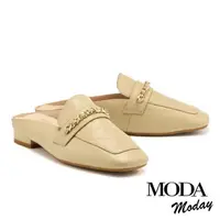 在飛比找momo購物網優惠-【MODA Luxury】韓系質感全真皮方頭低跟穆勒鞋(米)