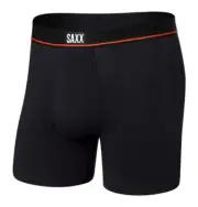 SAXX 290802 Men’s Non-Stop Stretch Cotton Boxer Brief, Black Size Large