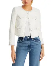 Milly Geometric Pattern Crocheted Cropped Jacket