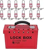 Lockout Tagout Box Kit, Lockout Tagout Group Lock Box, Portable Safety Group Padlock Box, with 12 Pcs 38mm Padlocks 24 Pcs Keys for Out Tag Out Station