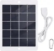 3W 5V Portable Solar Charger Solar Panel Charger for Camping with USB face for Charging Mobile Phones Fans Light Home Camera Black One Size