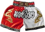 [Generic] Red White - Authentic Muay Thai Kickboxing Shorts for Youth - Premium Unisex Boxing Trunks for Kids and Teens - Ideal for Training, Gym, and MMA