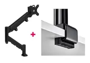 Atdec AWMS-HXB Heavy Duty 597mm Dynamic Monitor Arm / 6-16kg (13-35lb) Flat Screen, 6-12kg (13-26.5lb) Curved Screen + C Clamp Desk Fixing, Black AWMS-HXB-C-B