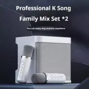 Portable Dual Wireless Microphone Bluetooth Karaoke Machine Speaker KTV