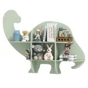 Costway Bookcase Display Rack 2-Tier Storage Organizer w/Open Storage Shelves Dinosaur Shaped Green