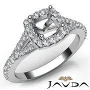 Split Shank U Pave Cushion Semi Mount Diamond Engagement Ring White Gold 1.34Ctw