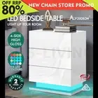 ALFORDSON Bedside Table RGB LED Nightstand 3 Drawers 4 Side High Gloss White