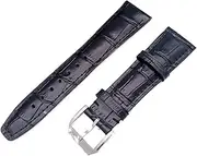 [GGZONE] RHAIYAN Compatible with IWC Strap Watch Accessories Watch Bracelet Genuine Leather Watch Belt Compatible with IWC Watch Strap Watch Band Specific (Color : BlackSilverClasp1, Size : 20mmWithMark)
