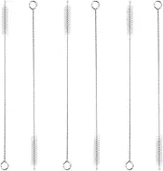 Proxima Direct 6 PCS Straw Cleaner Brush Set Bendable Straw Cleaning Brushes Kit Nylon Bristles Stainless Steel Handle to Clean Pipe, Narrow Tube, Coffee Pot, and Other Hard to Access Corners (White)