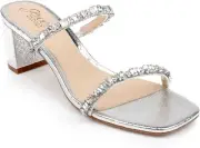 Jewel Badgley Mischka Alessia Block Heel Slides 7.5, Silver