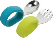 PERSELOSO 2 Pcs Toddler Forks And Spoon Set With Silicone Handles Self Feedings Utensil Stainless Steel Silverware For Baby LED Weaning