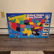 7' SUPERMAP UNITED STATES FLOOR PUZZLE 1993 vintage giant jigsaw foam mat RARE