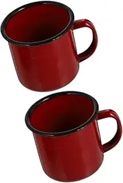 FIXOSHEE 2Pcs Vintage Enamel Mugs Camping Coffee Cups for Tea Milk Drinks for Office Travel Home Use Retro Design for Every Occasion