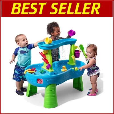 Summer Sensory Playset: Outdoor Toddler Water Table with Slides & Rain Showers